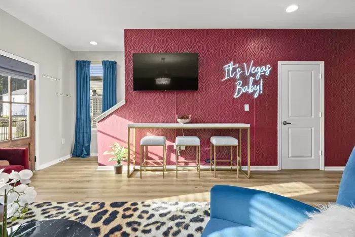 Exquisite atmosphere: Luxurious living room with captivating paint in our prestigious abode