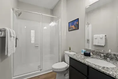 Get ready to slay your beauty routine in our bathroom, offering plenty of space to perfect your 'Get Ready with Me' look
