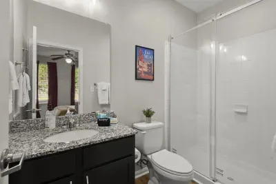 Step into a delightful blend of charm and cleanliness in our cute and clean bathroom