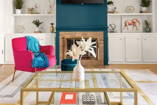 Stylish living area and accent chair.