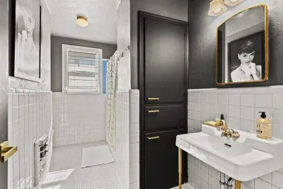 Authentic bathroom with updated finishes.