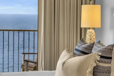 Beautiful accent pillows in the master bedroom.
