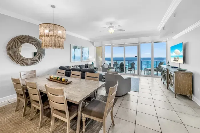 Enjoy eating a nice meal or playing board games at the dining table.