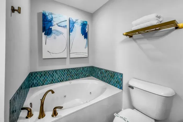 Relax in a bubble bath after a long fun day on the beach.