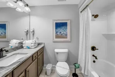 Each bedroom has its own full bathroom.