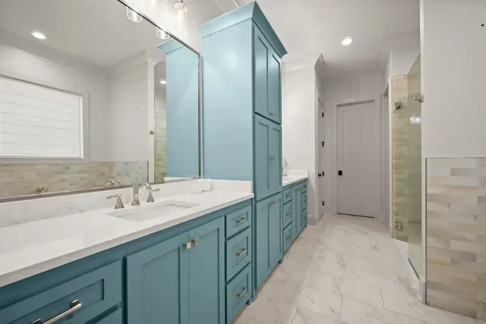 Huge master bathroom with double sinks