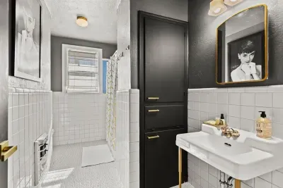 Authentic bathroom with updated finishes.