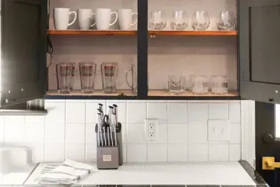 Glassware and cutlery.