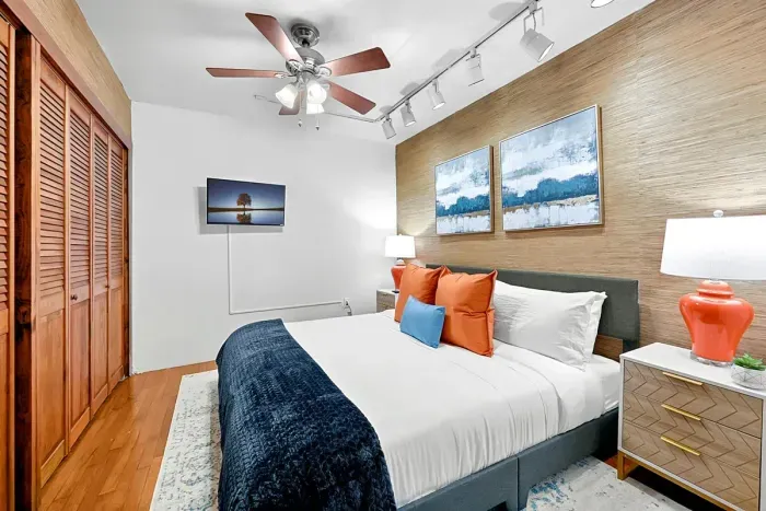 Enjoy sleeping in this luxurious king size bed.