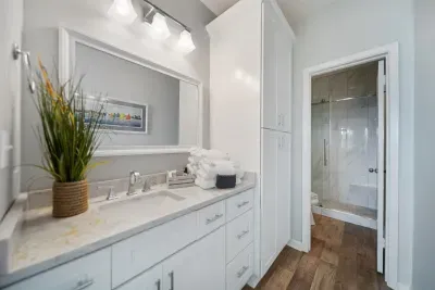 Custom remodeled primary ensuite bathroom.