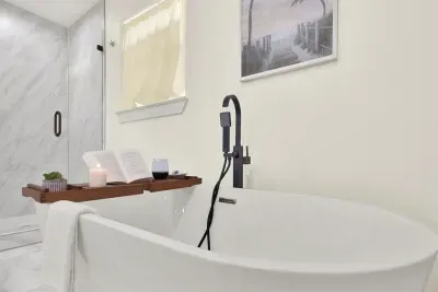 Sit back relax and enjoy reading while soaking in some bubble bath.