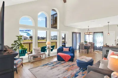 Modern designed living room with 65" HD TV
