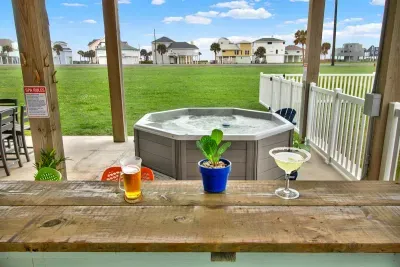 While hanging out with friends and family at the tiki bar you can enjoy the amazing views.