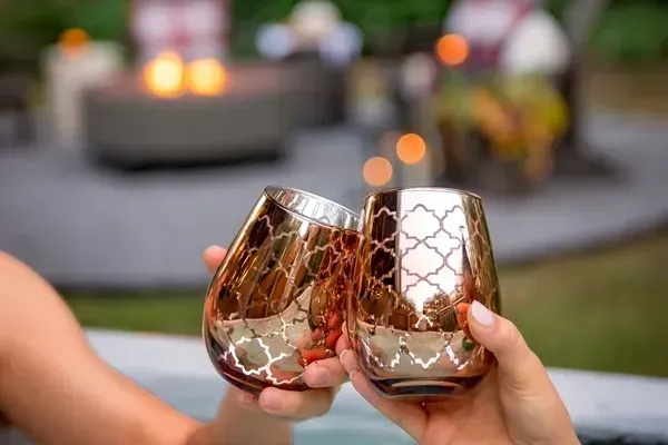 Raise a glass to your getaway—luxury meets laid-back comfort in the backyard spa