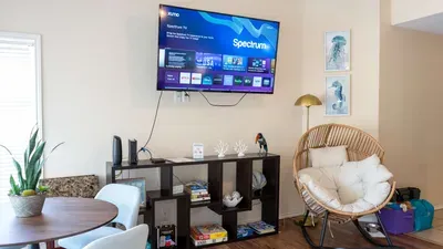 A calm, inviting corner designed for easy downtime, where soft lighting, simple décor, and a relaxed setup create a naturally cozy feel. It’s a comfortable spot to unwind, read, or settle in for a quiet moment during your stay.