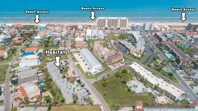 Stay at Habitat 7, perfectly located just steps from multiple beach access points! This South Padre Island condo offers convenience, comfort, and quick walks to the sandy shore, making it an ideal spot for beach lovers and vacationers alike.