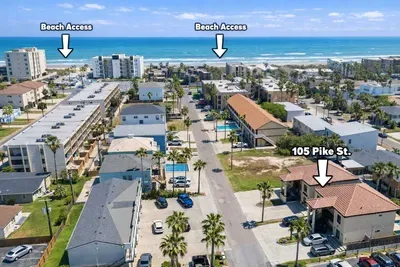 Beachside escape at 105 Pike St. — steps to sand, private pool, 4BR/3BA comfort, walkable access to dining, shops & surf!