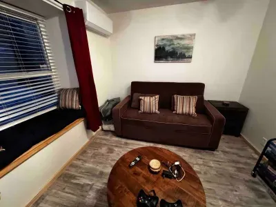 Bedroom/Game room #3 with pull-out new Serta Sleeper full-sized bed and reading nook. 