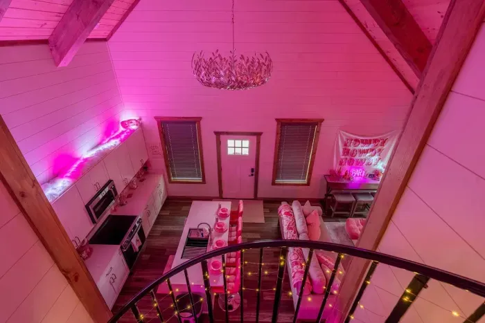 Not your average cabin — this one wears pink and means it.