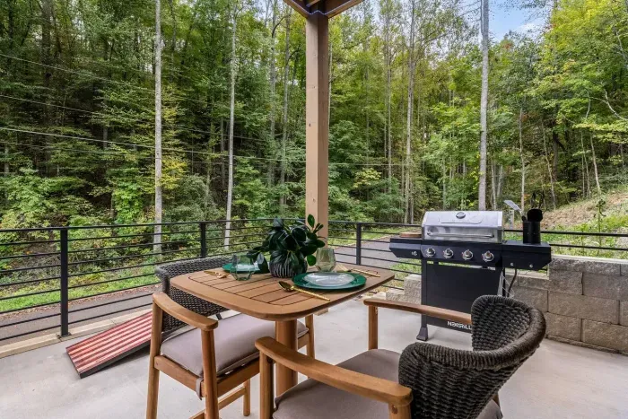 Enjoy the grill and the peacefulness of this patio downstairs