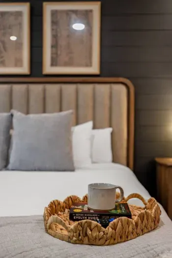 A moment of calm before the day begins — soft linens, mountain air, and your morning coffee or tea.