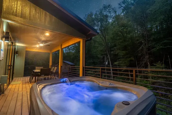 Soak in the hot tub — the perfect way to unwind after a day of adventure. 