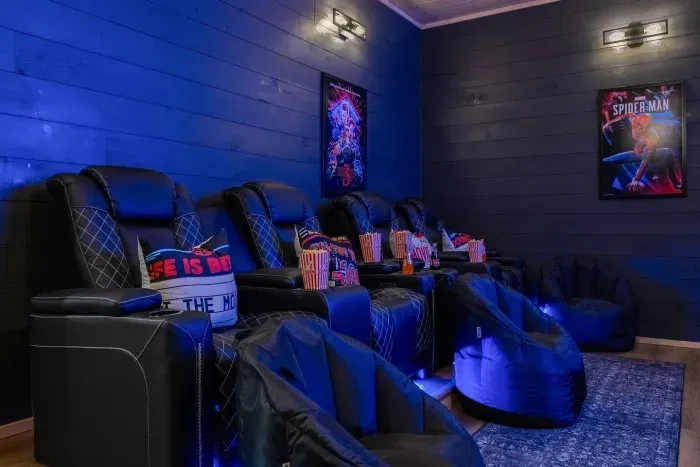 Kick back in the comfy theater chairs and enjoy movie night in your own private cinema.