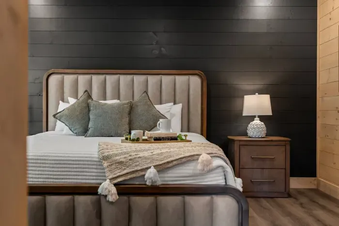 Thoughtfully styled for comfort and calm, this bedroom brings a touch of elegance to your stay.