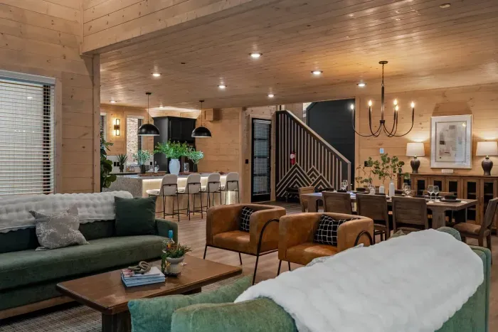 Spacious design and natural light make this cabin feel both elevated and homey.