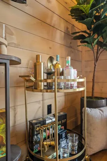 Just another photo of the bar cart that’s both aesthetic and functional.