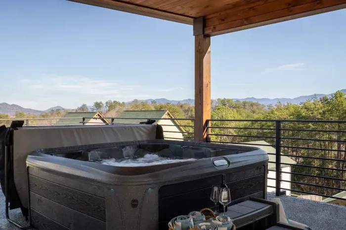 The rooftop hot tub is a private, elevated escape—perfect for relaxing. With powerful jets and warm, soothing water, it's ideal for easing into the evening after a day of adventure.