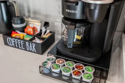 Coffee or tea? We’ve got you covered with k-cups, tea bags, creamer, sugar, and other essentials