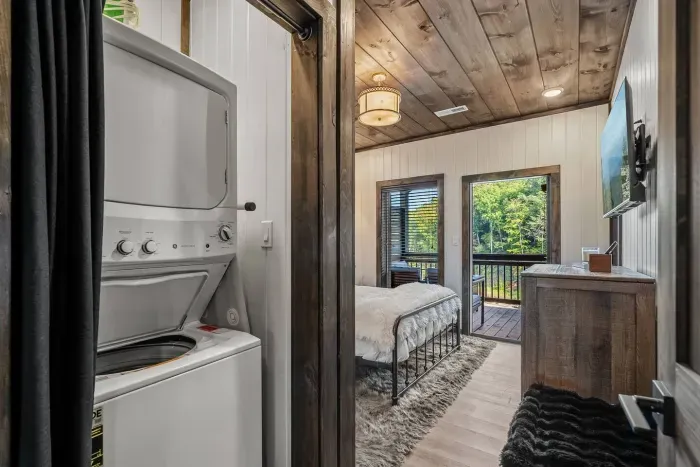 Convenient stacked washer and dryer.