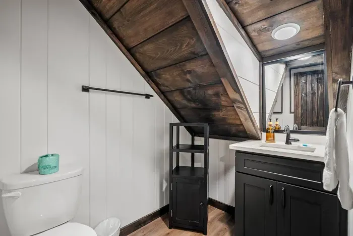 Private half bath upstairs