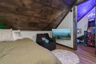 Twin bed with tandem bed underneath.