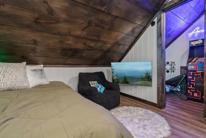 Twin bed with tandem bed underneath.