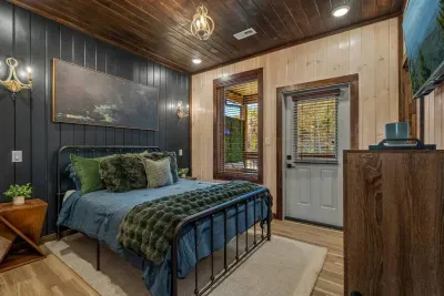 Private walk-out to the hot tub and outdoor seating