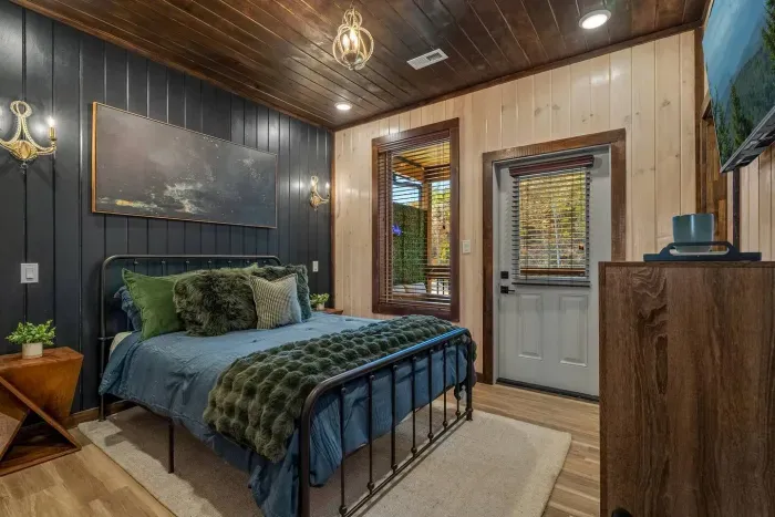 Private walk-out to the hot tub and outdoor seating