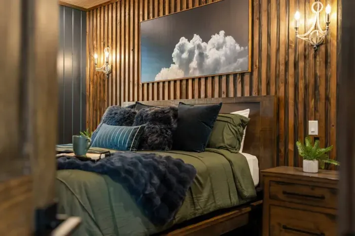 Set the scene for your Blue Jean Baby stay in this dreamy master suite