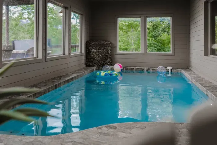 Heated indoor pool perfect for big families.