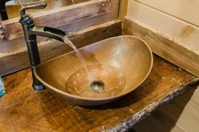 The second bathroom sink up close and personal camera shot.