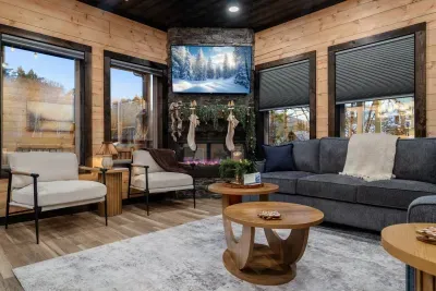 Nicely laid out living area with electric fireplace