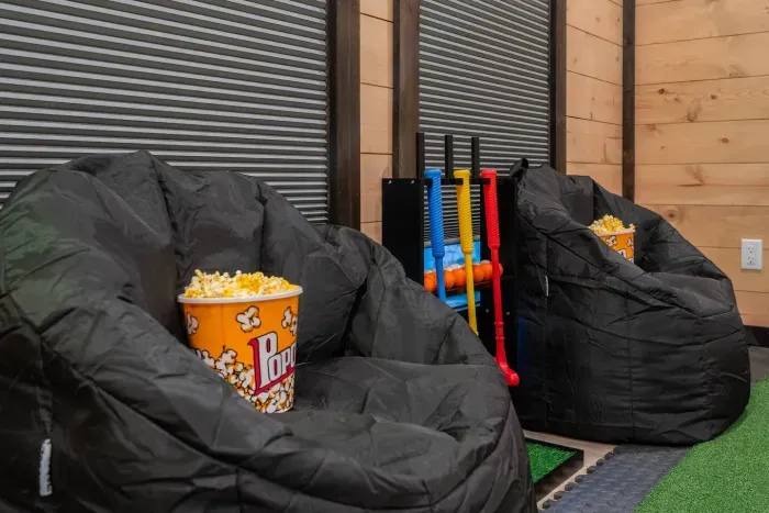 Cozy bean bag seating for relaxing between games