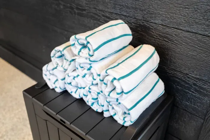 Towels thoughtfully provided for hot tub use