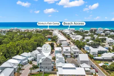 Stinky's Fish Camp is quite literally behind the house, and the beach access is a quarter-mile stroll. You can leave the car parked all week.