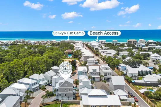 Stinky's Fish Camp is quite literally behind the house, and the beach access is a quarter-mile stroll. You can leave the car parked all week.