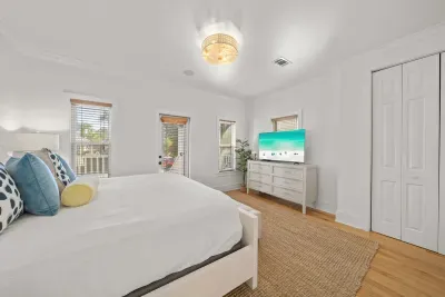 A 52 inch TV and plenty of room make the king suite a calm retreat after a day on 30A.