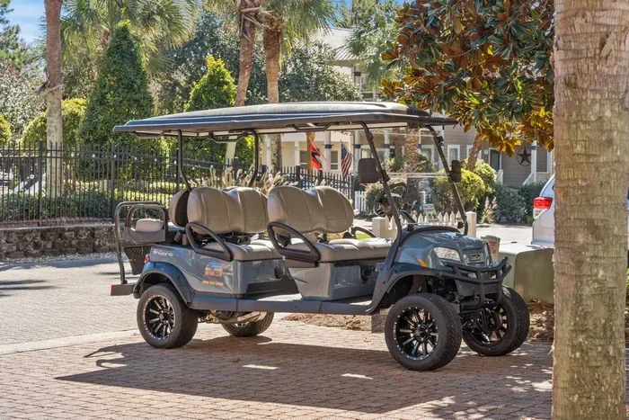 Your ride is included! This six passenger street legal LSV comes with the home, so beach runs, pool trips and rides around the neighborhood are easy.