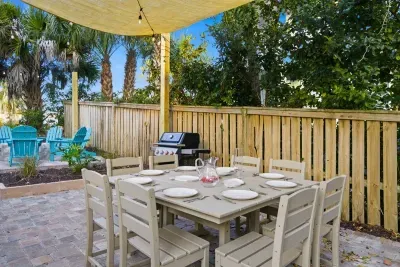 Outdoor dining setup near the grill—perfect for easy cookouts