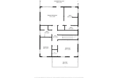 First floor layout: kitchen, dining, living, the screened porch, a half bath, and the ground floor king suite.